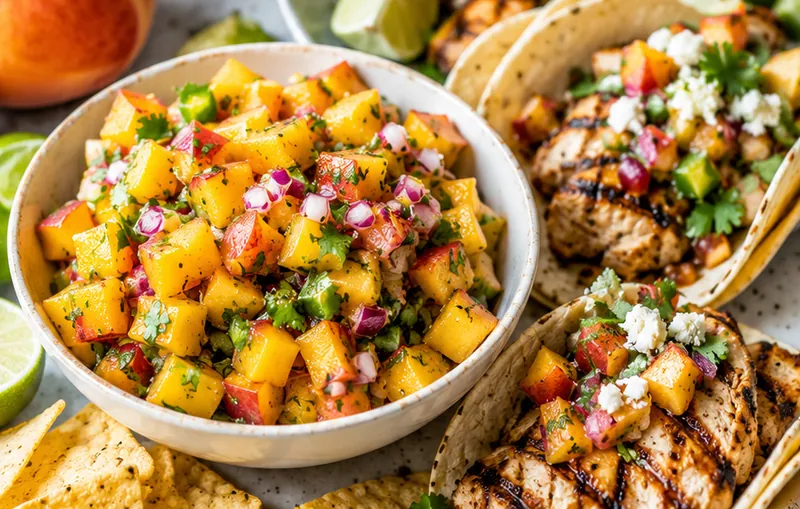 Fresh Peach Salsa for Tacos, Chips & Grilled Chicken, ready to serve