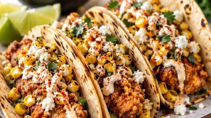 Fried Chicken Street Corn Tacos