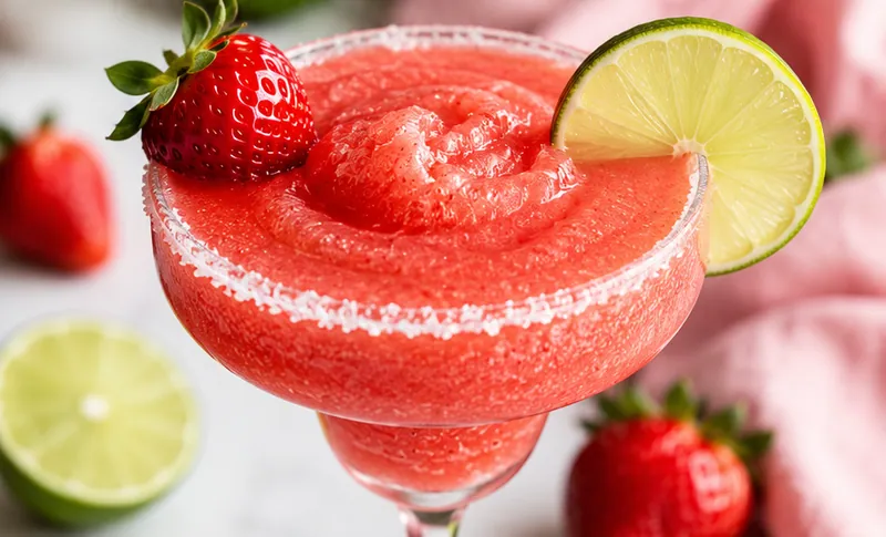 Frozen Strawberry Margarita Mocktail, ready to serve