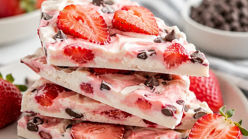 Frozen Strawberry Yogurt Bark