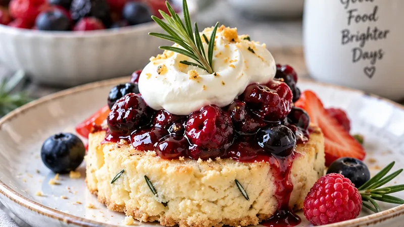 Fruit and Rosemary Shortbread with Berry Compote
