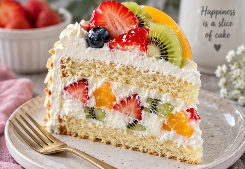 Fruit Cream Fresh Cake Recipe, ready to serve