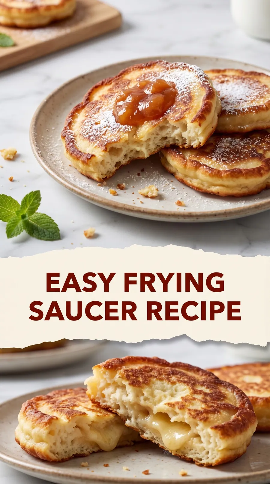 Pinterest image for Frying Saucer Full Recipe (Tasty and Easy), with two photos of the recipe