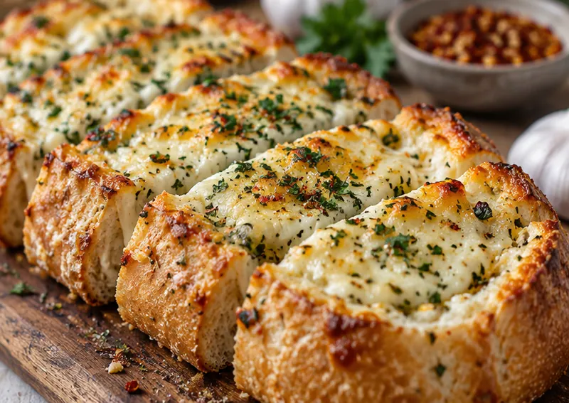 Garlic Bread with Cheese Recipe, ready to serve