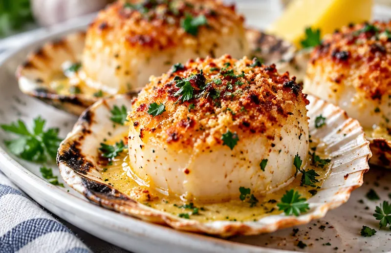 Garlic Butter Baked Scallops Recipe, ready to serve