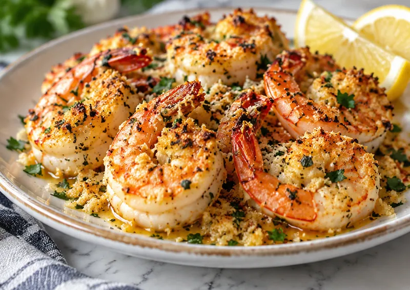 Garlic Parmesan Baked Shrimp Recipe, ready to serve