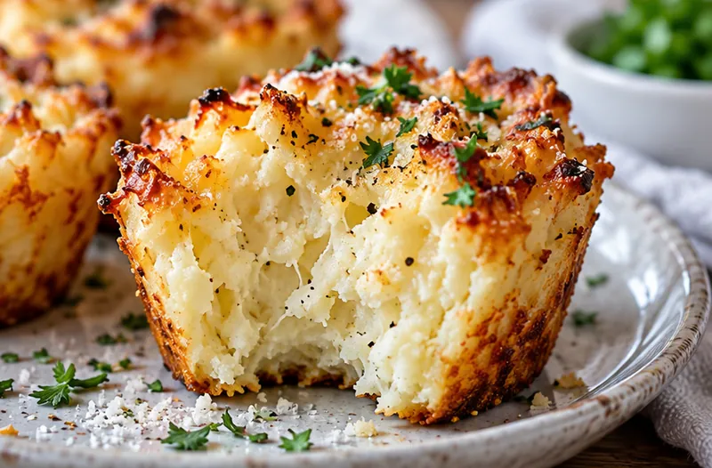 Garlic Parmesan Mashed Potato Cups, ready to serve