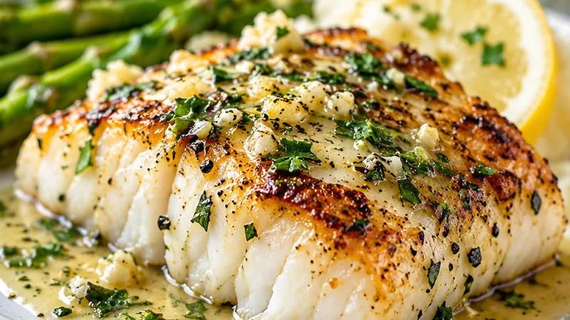 Golden Seared Cod with Herb Butter Sauce
