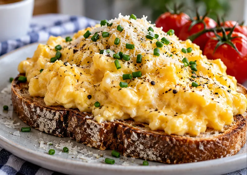 Gordon Ramsay Scrambled Eggs Recipe, ready to serve