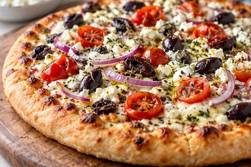 Greek Pizza Recipe, ready to serve