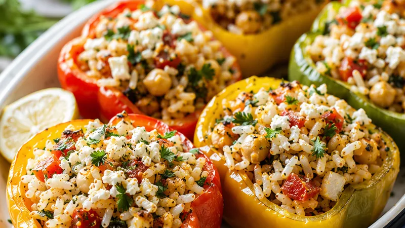 Greek Rice Stuffed Bell Peppers