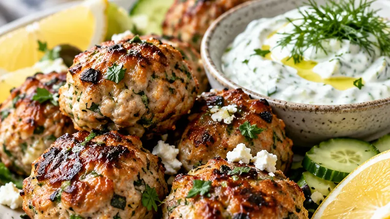 Greek Turkey Meatballs with Tzatziki