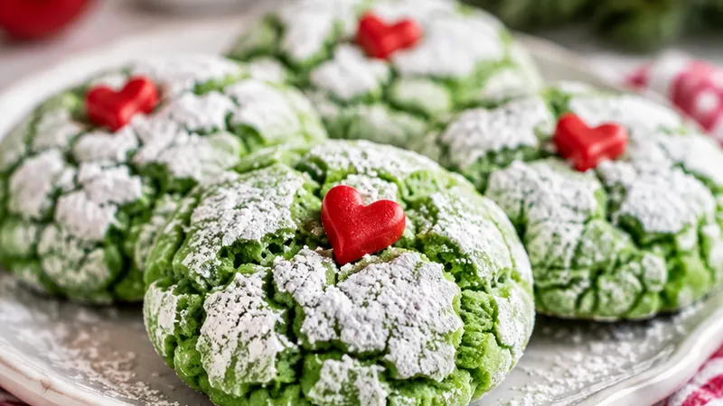 Grinch Crinkle Cookies