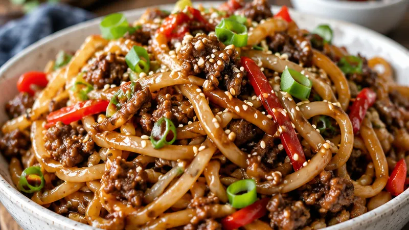 Ground Beef Mongolian Noodles
