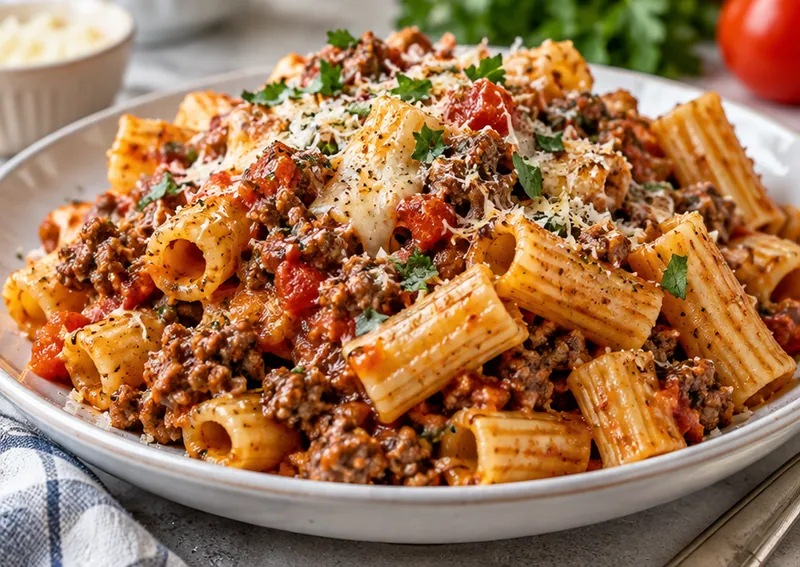 Ground Beef Pasta, ready to serve