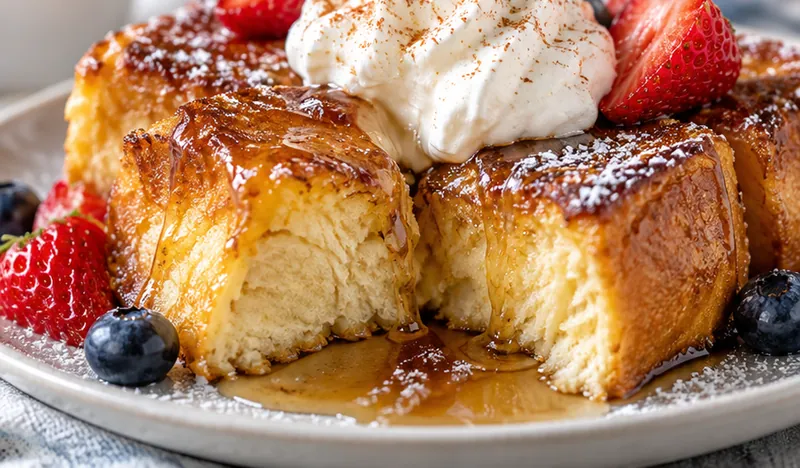 Hawaiian Roll French Toast, ready to serve