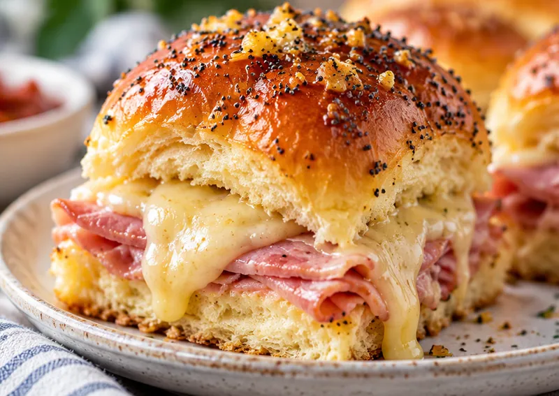 Hawaiian Roll Ham and Cheese Sliders, ready to serve