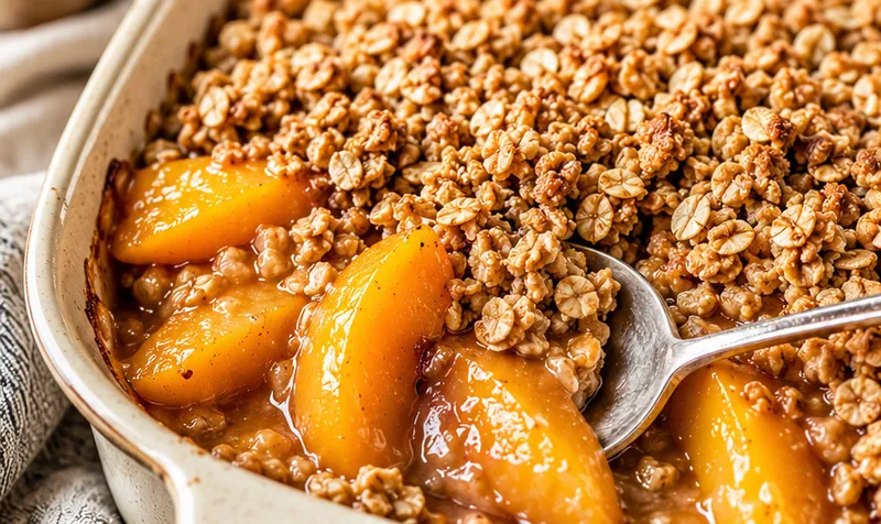 Healthy Peach Crisp (Low Sugar), ready to serve