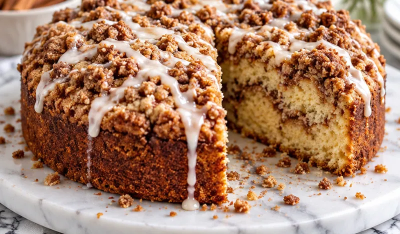 Heavenly Cinnamon Streusel Coffee Cake Recipe, ready to serve