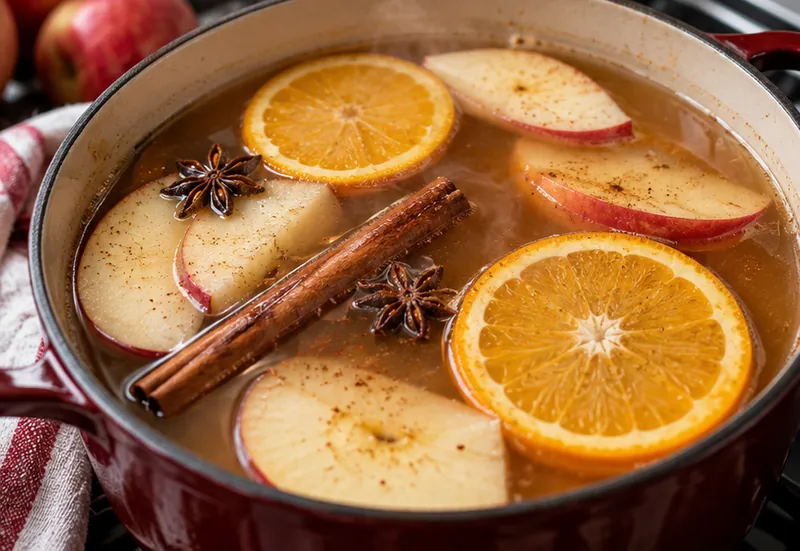 Homemade Apple Cider on the Stovetop, ready to serve