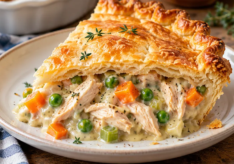Homemade Chicken Pot Pie, ready to serve