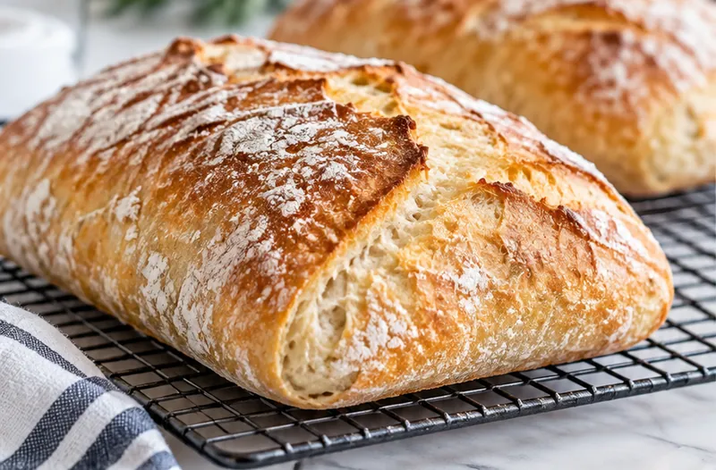 Homemade Ciabatta Bread Recipe, ready to serve