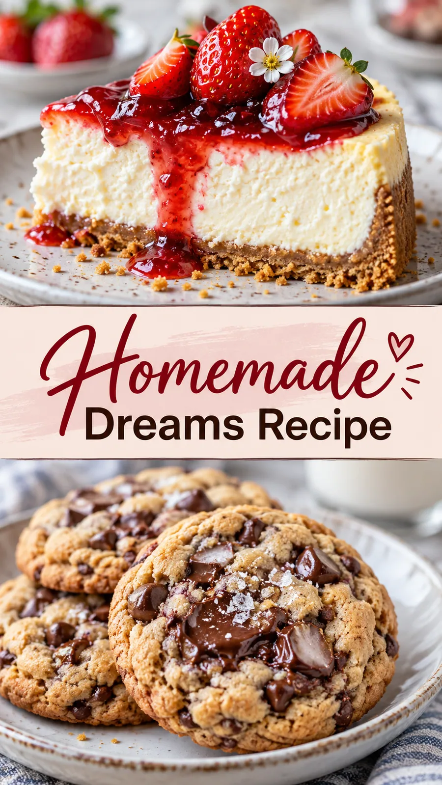 Pinterest image for Homemade Dreams Recipe, with two photos of the recipe