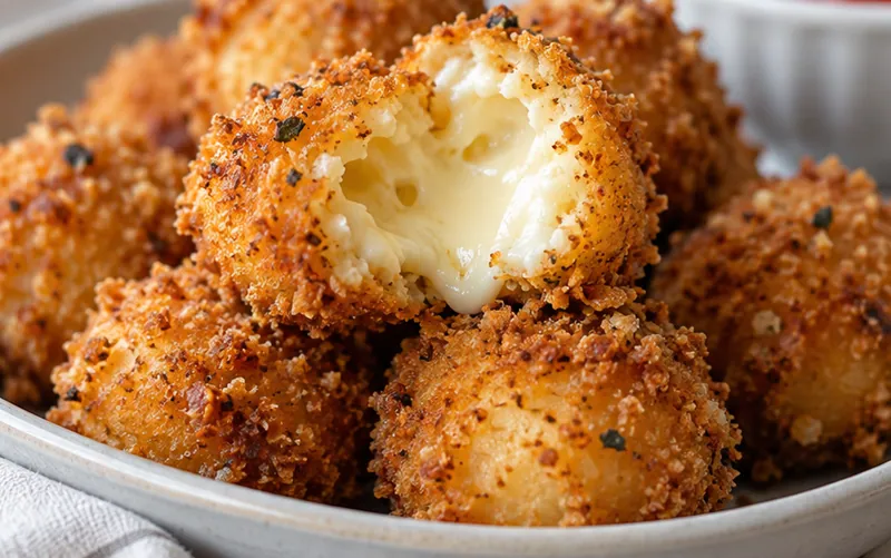 Homemade Fried Cheese Bites, ready to serve