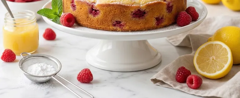 Lemon Raspberry Cake, ready to serve