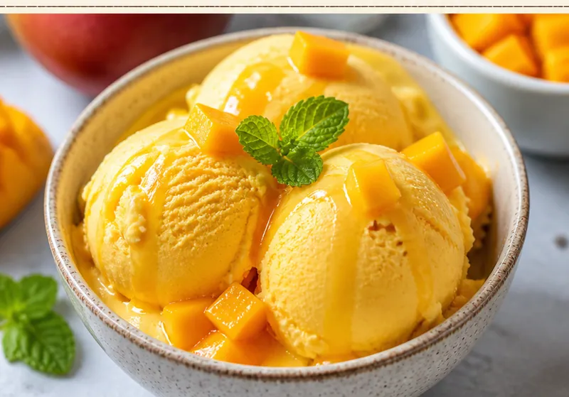 Mango Ice Cream (No-Churn), ready to serve