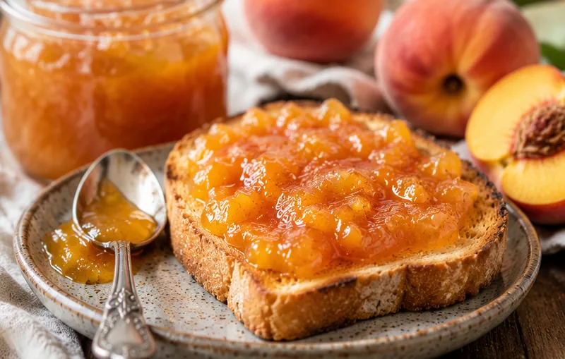Homemade Peach Jam (No Pectin Needed), ready to serve