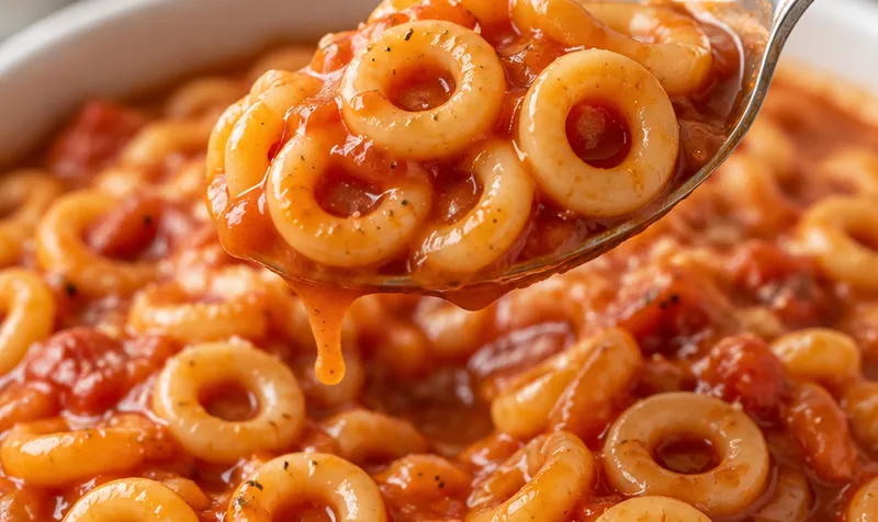 Homemade Spaghetti-Os, ready to serve