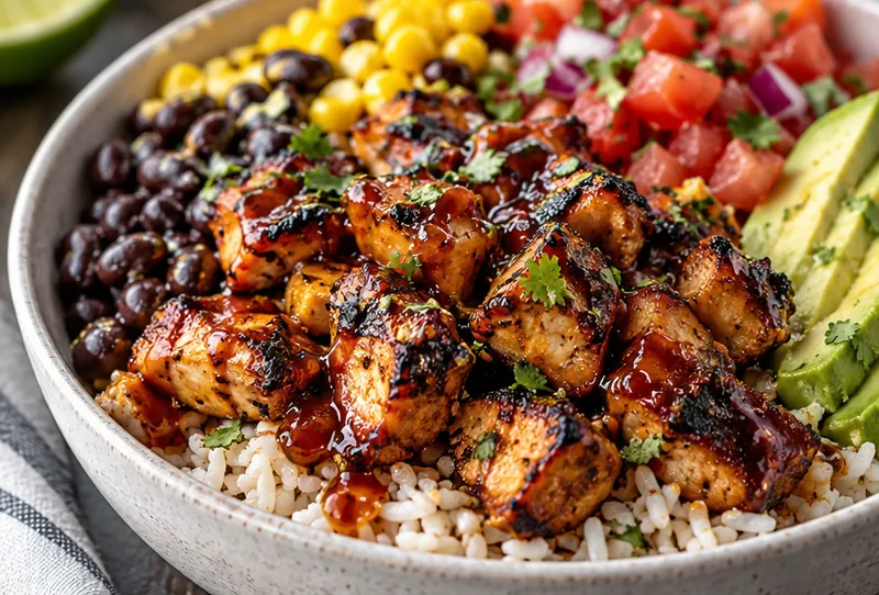 Honey Chipotle Chicken Rice Bowls, ready to serve