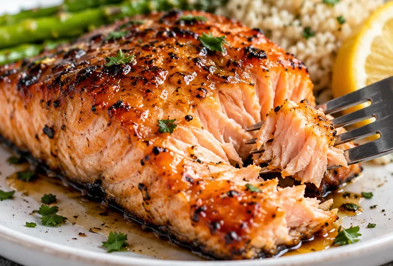 Honey Glazed Salmon Recipe, ready to serve