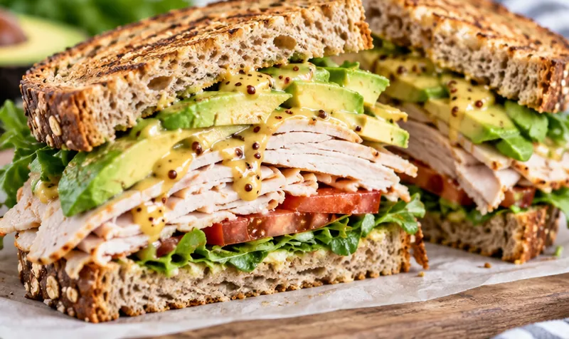 Honey Mustard Turkey Avocado Sandwich, ready to serve