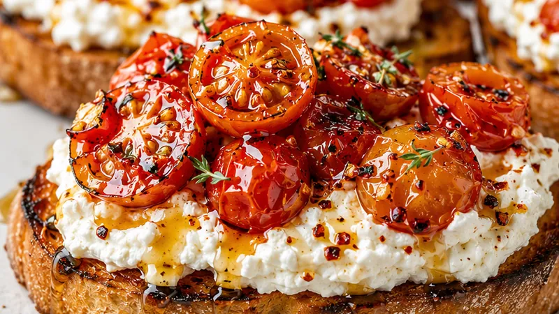Hot Honey Roasted Cherry Tomato & Whipped Feta Toast