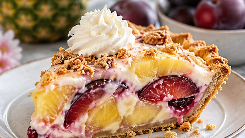 Iced Pineapple Pie with Plums