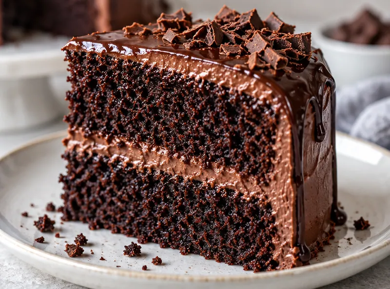 Ina Garten's Chocolate Cake Recipe, ready to serve