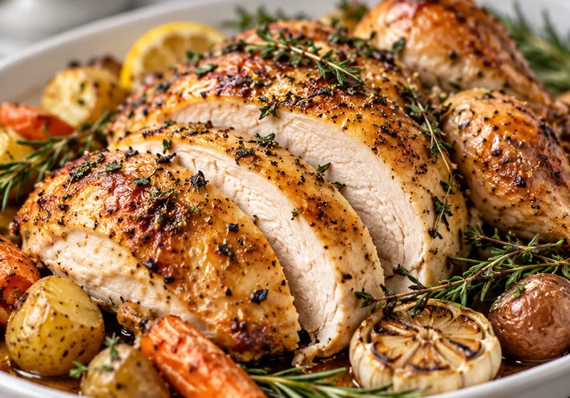 Ina Garten's Roast Chicken Recipe, ready to serve