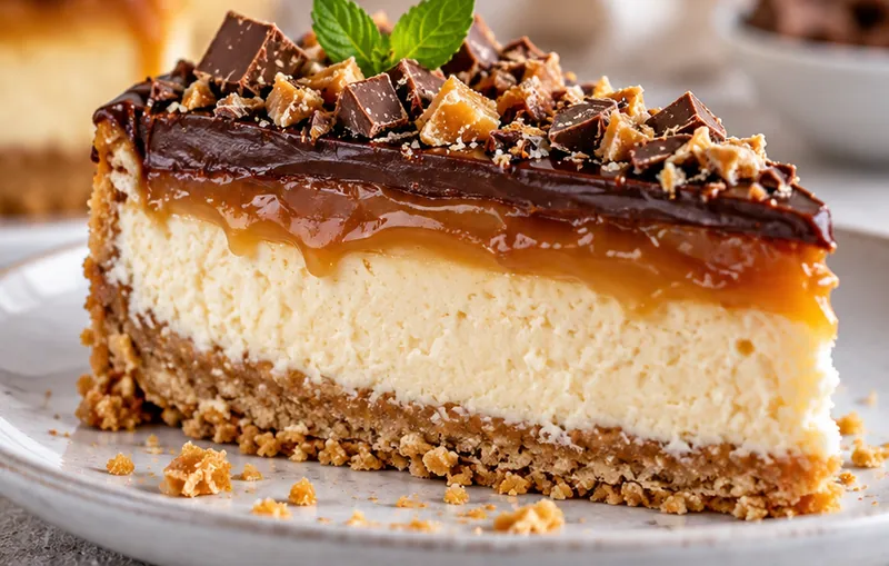 Indulgent Millionaire's Cheesecake, ready to serve
