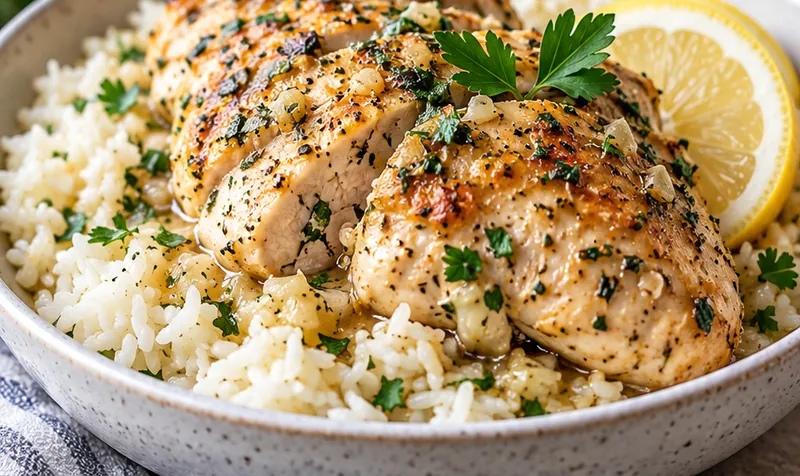 Instant Pot Chicken Breast and Rice, ready to serve