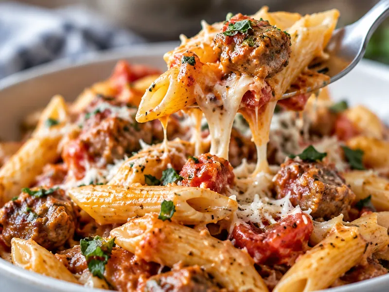 Italian Sausage Pasta Recipe, ready to serve