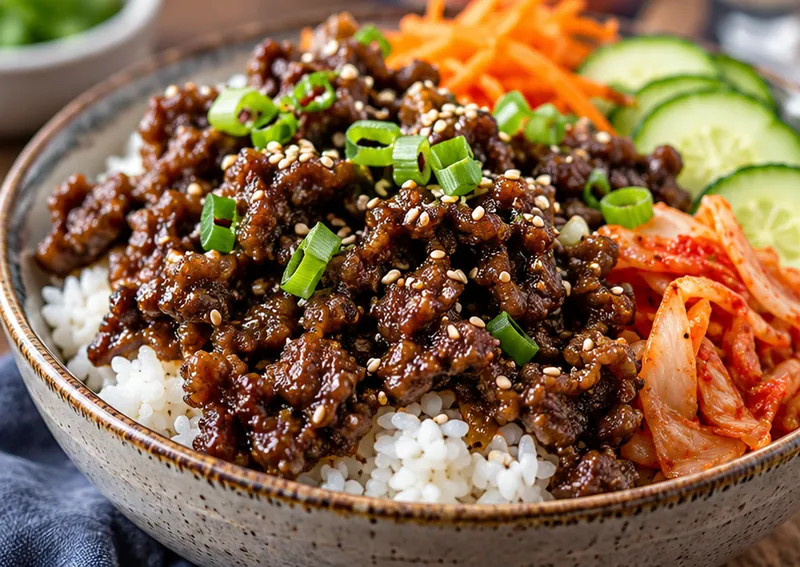 Korean Beef Bowls, ready to serve