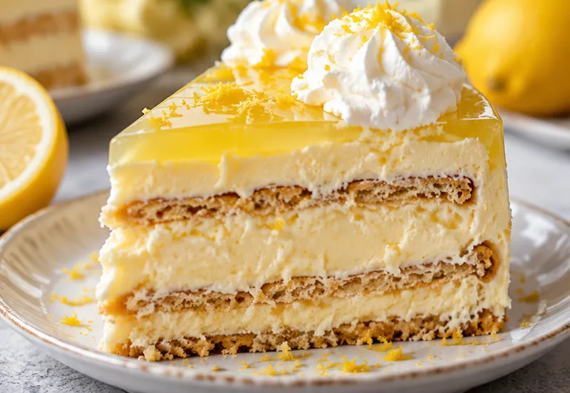 Lemon Carlota Gelatin Recipe, ready to serve