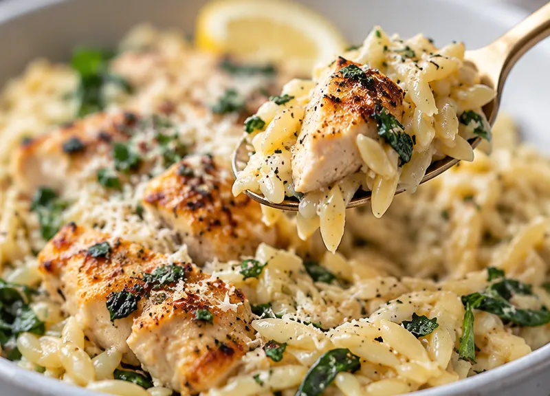 Lemon Chicken Orzo Recipe, ready to serve