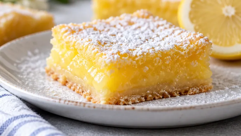 Lemon Gooey Bars, ready to serve