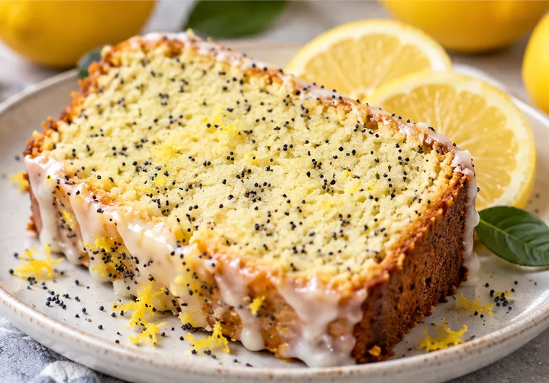 Lemon Poppy Seed Cake Recipe, ready to serve