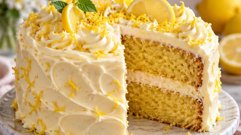Lemon Velvet Cake with Lemon Cream Cheese Frosting