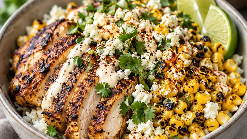 Loaded Street Corn Chicken Rice Bowl