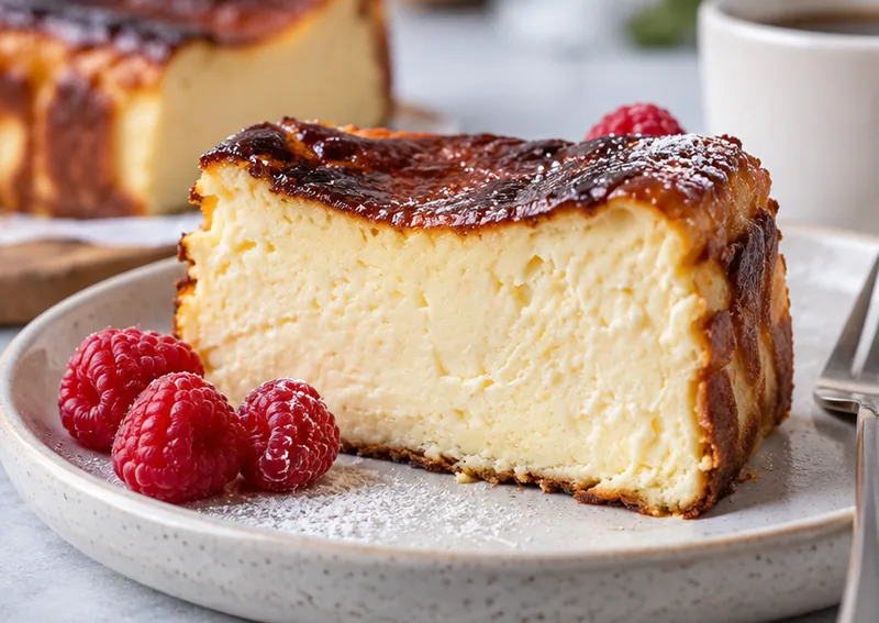 Loaf Pan Basque Cheesecake, ready to serve